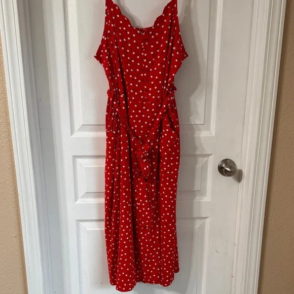 41 Hawthorn Red Midi Dress with White & black Dots - Picture 1 of 6